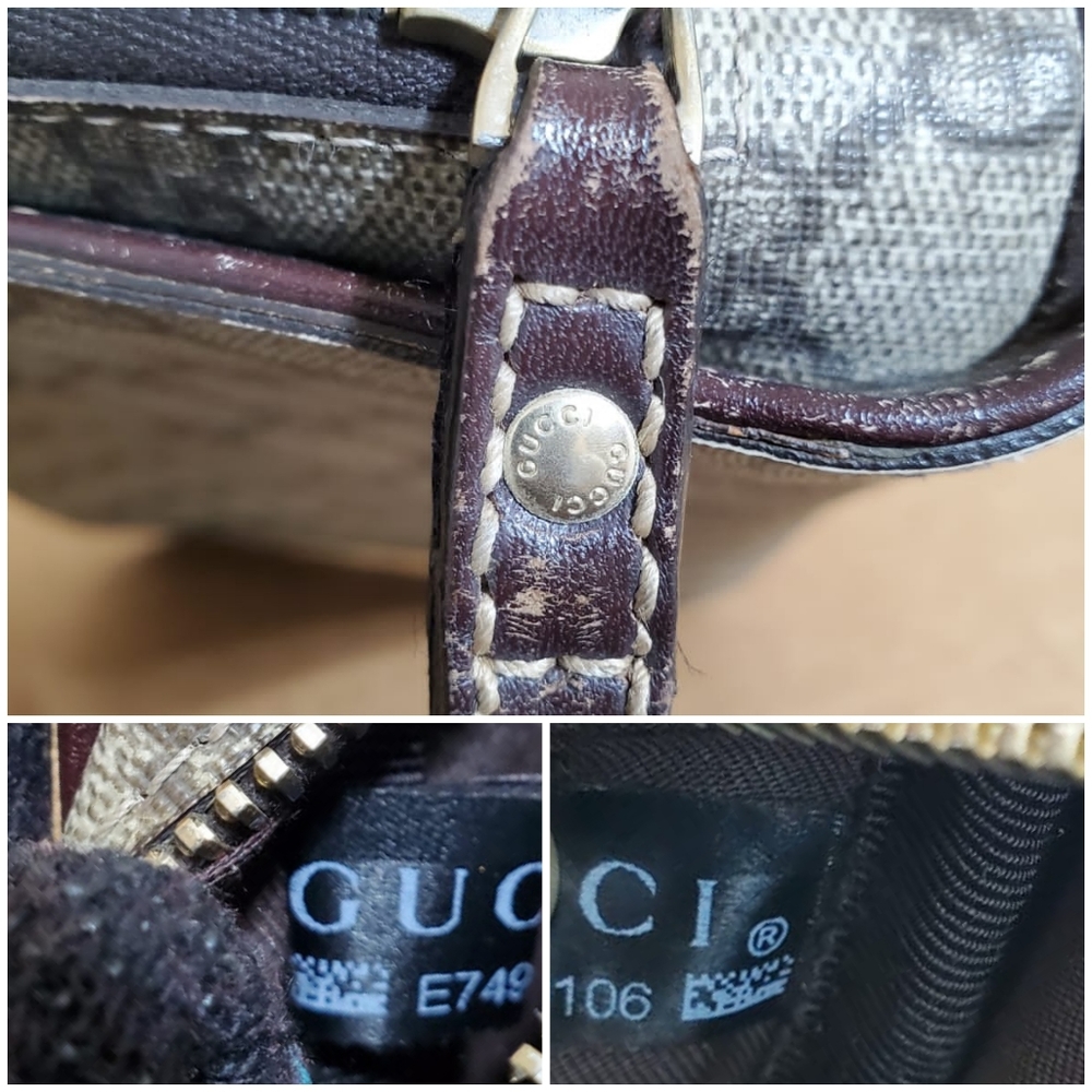 Gucci Gg Supreme Beige/Brown Leather Wristlet - Picture 5 of 13
